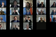 Đại diện các nước thành viên Hội đồng Bảo an Liên hợp quốc họp trực tuyến về vấn đề Syria chiều ngày 16/9. (Ảnh: Hữu Thanh/TTXVN)