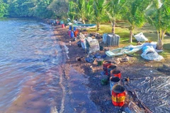 Hình ảnh sau tai nạn tràn dầu tại Mauritius. (Nguồn: Reuters)
