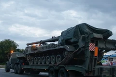 Xe quân sự của Ukraine trên một tuyến đường ở Kiev ngày 10/7. (Nguồn: EPA/TTXVN)