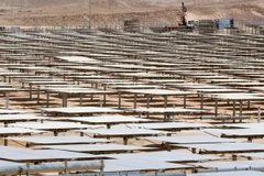 Pin năng lượng thuộc công trình tháp Ashalim trên sa mạc Negev, Israel ngày 26/5. Ảnh minh họa. (Nguồn: AFP/TTXVN)