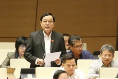 Đại biểu Quốc hội tỉnh Quảng Trị Hoàng Đức Thắng phát biểu. (Ảnh: Phương Hoa/TTXVN)