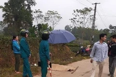 Hiện trường vụ trọng án tại xóm Lương Bình, xã Sơn Phú, huyện Định Hóa, tỉnh Thái Nguyên. (Ảnh: TTXVN)