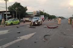 Hiện trường vụ tai nạn. (Ảnh: Đậu Tất Thành/Vietnam+)