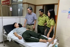 Anh Nguyễn Văn Lương được điều trị tại bệnh viện. (Ảnh: TTXVN)