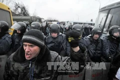 Theo luật chống biểu tình mới, nhà chức trách Ukraine sẽ phạt tù lên tới 5 năm đối với những đối tượng phong tỏa các tòa nhà công quyền. (Nguồn: AFP/TTXVN)