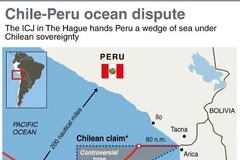 Đường màu đỏ là phán quyết của ICJ (Nguồn: AFP)