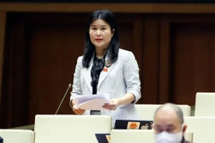 Đại biểu Quốc hội tỉnh Hà Tĩnh Bùi Thị Quỳnh Thơ phát biểu. (Ảnh: Phạm Kiên/TTXVN)