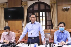 Bộ trưởng Ngoại giao Bùi Thanh Sơn chủ trì họp Tổ công tác của Chính phủ về ngoại giao vaccine lần thứ 4. (Ảnh: Lâm Khánh/TTXVN)