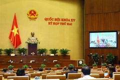 Đại biểu Quốc hội thảo luận trực tuyến về dự án Luật sửa đổi, bổ sung một số điều của Luật Thống kê. (Ảnh: Văn Điệp/TTXVN)