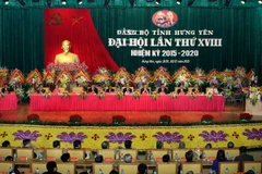 Toàn cảnh buổi khai mạc Đại hội đại biểu Đảng bộ tỉnh Hưng Yên lần thứ XVIII, nhiệm kỳ 2015-2020 (ngày 1/11). (Ảnh: Nguyễn Dân/TTXVN)