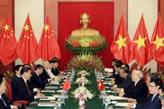 Tổng Bí thư Nguyễn Phú Trọng hội đàm với Tổng Bí thư, Chủ tịch nước Trung Quốc Tập Cận Bình. (Ảnh: Phạm Kiên/TTXVN)