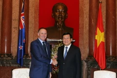Chủ tịch nước Trương Tấn Sang tiếp Thủ tướng New Zealand John Key sang thăm chính thức Việt Nam. (Ảnh: Nguyễn Khang/TTXVN)
