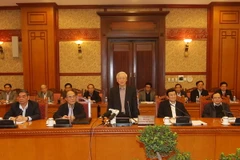 Tổng Bí thư Nguyễn Phú Trọng, Trưởng Tiểu ban Văn kiện Đại hội XII của Đảng phát biểu tại cuộc họp. (Ảnh: Trí Dũng/TTXVN)