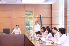 Đại biểu Quốc hội các tỉnh Hòa Bình, Hà Nam, Hưng Yên và thành phố Cần Thơ thảo luận tại tổ. (Ảnh: Phương Hoa/TTXVN)