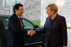 Chủ tịch nước Trương Tấn Sang gặp Thủ tướng Cộng hòa Liên bang Đức Angela Merkel. (Ảnh: Nguyễn Khang/TTXVN)