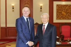 Tổng Bí thư Nguyễn Phú Trọng tiếp Thủ tướng New Zealand John Key sang thăm chính thức Việt Nam. (Ảnh: Trí Dũng/TTXVN)