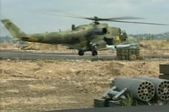 Trực thăng không quân Nga tại căn cứ Heymim ở thị trấn Latakia, Syria ngày 6/10. (Nguồn: Reuters/TTXVN)