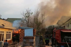 Hiện trường đám cháy. (Ảnh: Nguyễn Dũng/TTXVN)