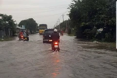 Triều cường gây ngập ở Sóc Trăng. (Ảnh minh họa. Nguồn: TTXVN)