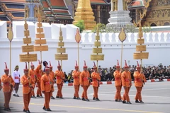 Nghi lễ hoàng gia và Phật giáo tại Lễ hóa thân Nhà Vua Thái Lan Bhumibol Adulayjadej. (Ảnh: Doãn Tấn-Sơn Nam/TTXVN)