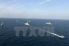 Tàu chiến của hải quân Hàn Quốc tham gia cuộc tập trận ngày 14/11/2016. (Nguồn: Yonhap/TTXVN) 