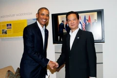 Thủ tướng Chính phủ Nguyễn Tấn Dũng gặp Tổng thống Hoa Kỳ Barack Obama. (Ảnh: Đức Tám/TTXVN)
