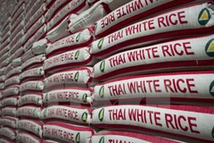 Những bao gạo Thái Lan tại nhà máy ở Bangkok. (Nguồn: AFP/TTXVN)