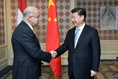 Thủ tướng Ai Cập Sherif Ismail (trái) và Chủ tịch Tập Cận Bình (phải) trong cuộc gặp tại Cairo. (Nguồn: THX/TTXVN)
