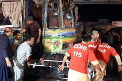 Hiện trường vụ nổ. (Ảnh: AFP)