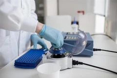 Chuyên gia nghiên cứu vắcxin phòng dịch COVID-19 tại phòng thí nghiệm. (Ảnh: AFP/TTXVN)