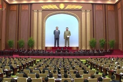 Các đại biểu tham dự kỳ họp thứ hai Hội đồng Nhân dân Tối cao (tức Quốc hội Triều Tiên) khóa 14 ở Bình Nhưỡng ngày 29/8/2019. (Ảnh: Yonhap/TTXVN)