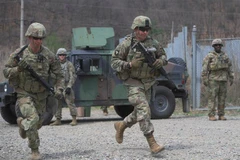 Binh sỹ Mỹ tham gia cuộc tập trận chung Mỹ-Hàn tại Pocheon, Hàn Quốc. (Ảnh: AFP/TTXVN)