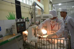 Chăm sóc bệnh nhi được điều trị tích cực tại Bệnh viện Nhi đồng Đồng Nai. (Ảnh: Lê Xuân/TTXVN)