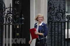 Chủ tịch Hạ viện Anh Andrea Leadsom tới dự cuộc họp tại thủ đô London. (Ảnh: AFP/TTXVN)