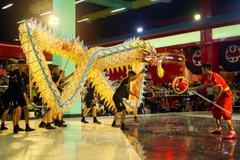 Biểu diễn múa Rồng. (Ảnh: Trần Lê Lâm/TTXVN)
