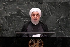 Tổng thống Iran Hassan Rouhani phát biểu tại cuộc họp của ĐHĐ LHQ ở New York của Mỹ, ngày 25/9. (Ảnh: THX/TTXVN)