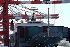 Xếp dỡ hàng hóa tại cảng ở thủ đô Tokyo của Nhật Bản. (Ảnh: AFP/TTXVN)