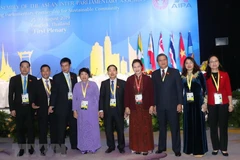 Chủ tịch Quốc hội Nguyễn Thị Kim Ngân và đoàn đại biểu Việt Nam tham dự Phiên họp toàn thể thứ nhất. (Ảnh: Trọng Đức/TTXVN)