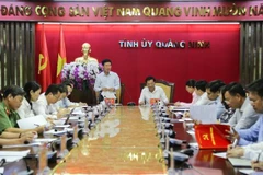 Trưởng Ban Tuyên giáo Trung ương Võ Văn Thưởng phát biểu tại buổi làm việc. (Ảnh: Trung Nguyên/TTXVN)