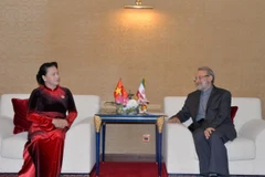 Chủ tịch Quốc hội Nguyễn Thị Kim Ngân đã hội kiến Chủ tịch Quốc hội Iran Ali Ardeshir Larijani. (Ảnh: Trọng Đức/TTXVN)