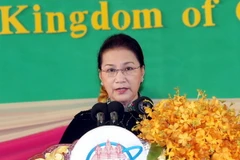 Chủ tịch Quốc hội Nguyễn Thị Kim Ngân phát biểu tại Lễ khai mạc Hội nghị lần thứ 27 Diễn đàn Nghị viện châu Á-Thái Bình Dương (APPF-27) trên cương vị là Chủ tịch APPF tiền nhiệm (APPF-26). (Ảnh: Trọng Đức/TTXVN)