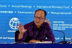 Chủ tịch Ngân hàng Thế giới (WB) Jim Yong Kim phát biểu khai mạc Hội nghị thường niên IMF-WB ở Bali, Indonesia ngày 11/10. (Nguồn: AFP/TTXVN) 
