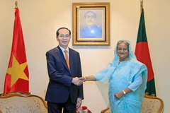 Chủ tịch nước Trần Đại Quang gặp và hội đàm với Thủ tướng Cộng hòa Nhân dân Bangladesh Sheikh Hasina. (Ảnh: Nhan Sáng/TTXVN)