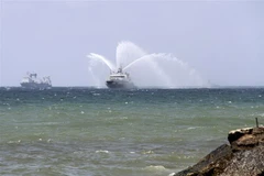 Tàu của hải quân Nga tham gia lễ kỷ niệm Ngày Hải quân tại cảng Tartus, Syria ngày 29/7/2018. (Nguồn: AFP/TTXVN) 