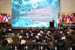 Thượng tướng Phạm Hồng Hương, Phó Tổng Tham mưu trưởng Quân đội nhân dân Việt Nam phát biểu tại lễ bế mạc. (Ảnh: Dương Giang/TTXVN)