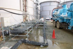 Hiện trường của vụ rò rỉ nước nhiễm xạ ngày 20/2 ở nhà máy điện hạt nhân Fukushima Daiichi ở tỉnh Fukushima. (Nguồn: Kyodo/TTXVN)