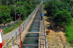 Kênh thủy lợi tại xã Trung Lập Hạ (huyện Củ Chi) thuộc hệ thống kênh đông được kiên cố hóa phục vụ tưới cho 10.500ha đất nông nghiệp. (Ảnh: Mạnh Linh/TTXVN)