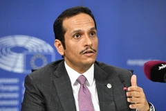 Ngoại trưởng Qatar trong cuộc họp báo ở Brussels, Bỉ ngày 31/8. (Nguồn: AFP/TTXVN)