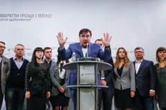 Cựu Tổng thống Gruzia Mikhail Saakashvili tại cuộc họp báo ở Kiev, Ukraine ngày 11/11. (Nguồn: EPA/TTXVN)
