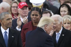 Biểu cảm của bà Michelle Obama. (Nguồn: Reuters)